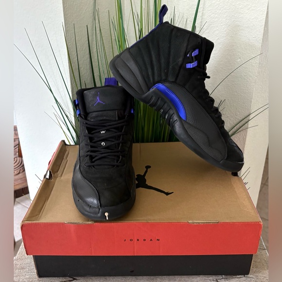 Jordan 12 XII Black Dark Concord Sneakers - Picture 3 of 10